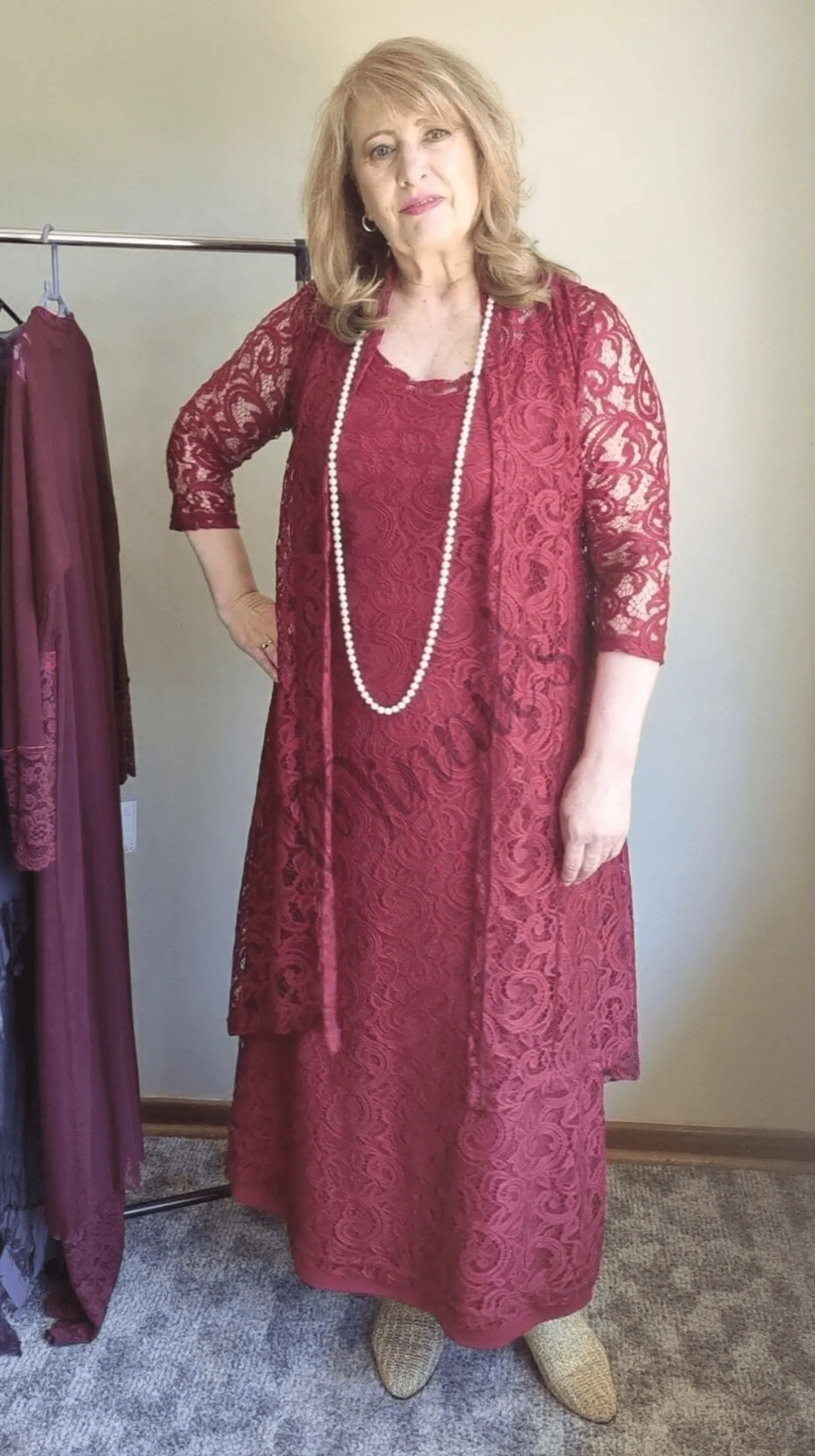 Maroon 3-Piece Dress Set SH053