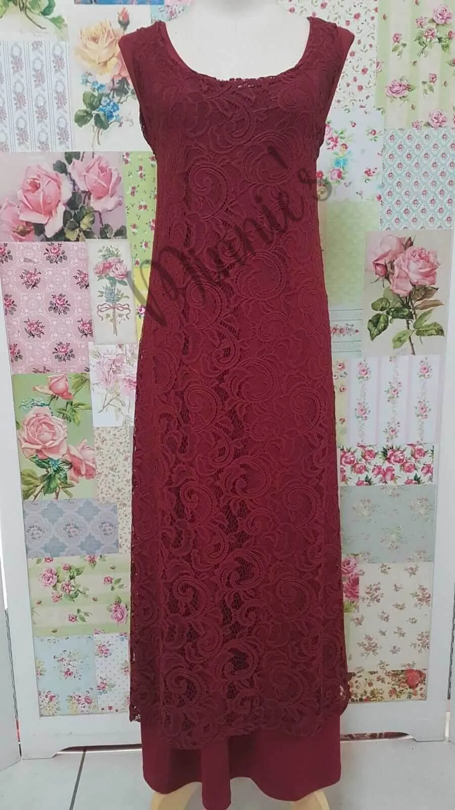 Maroon 3-Piece Dress Set SH053