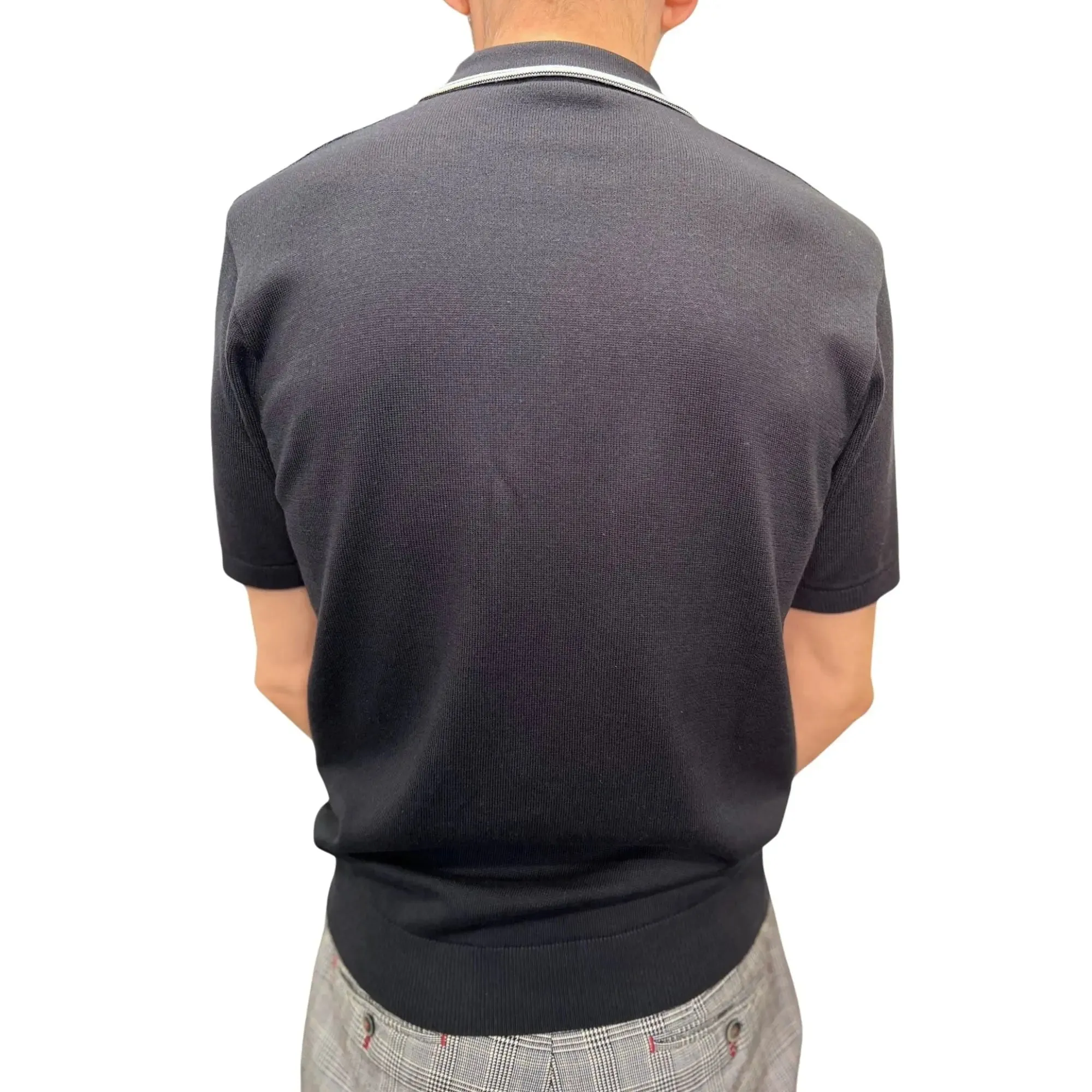 Marr Quarter-Zip Knitted Polo Shirt - Navy
