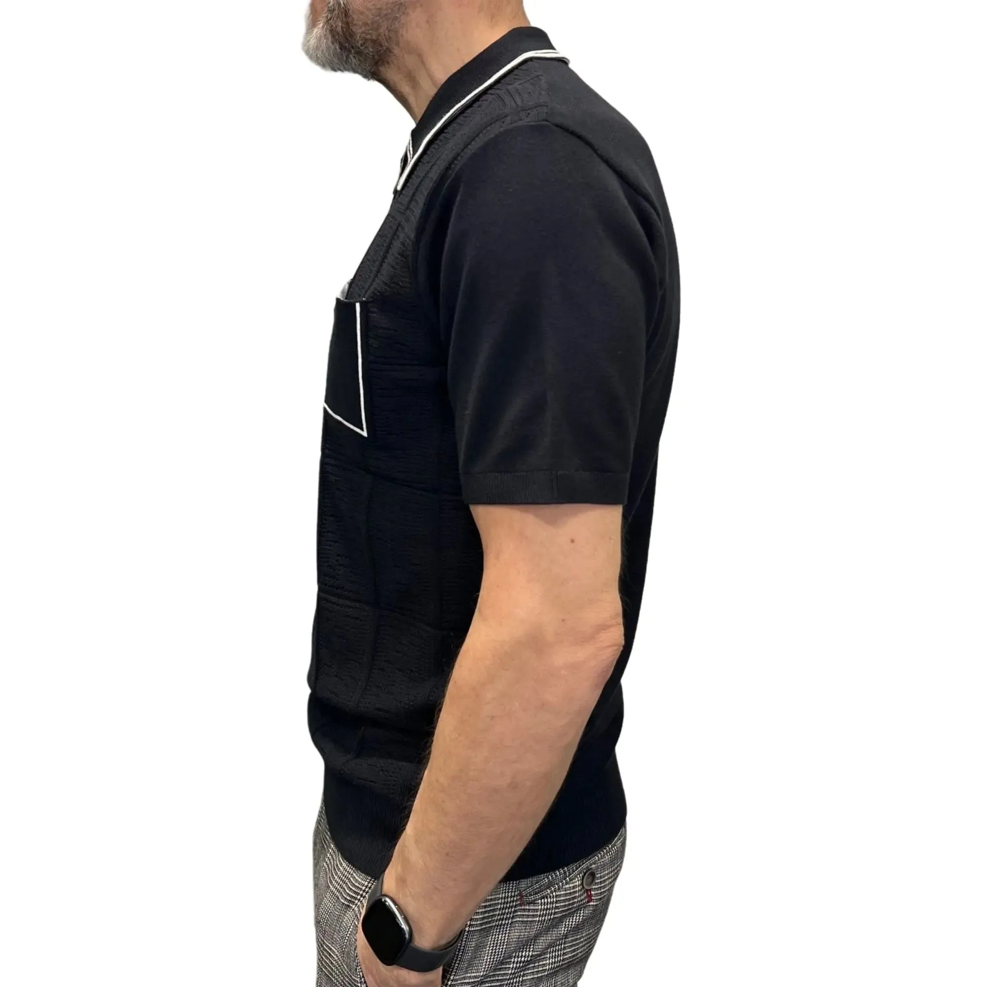 Marr Quarter-Zip Knitted Polo Shirt - Navy