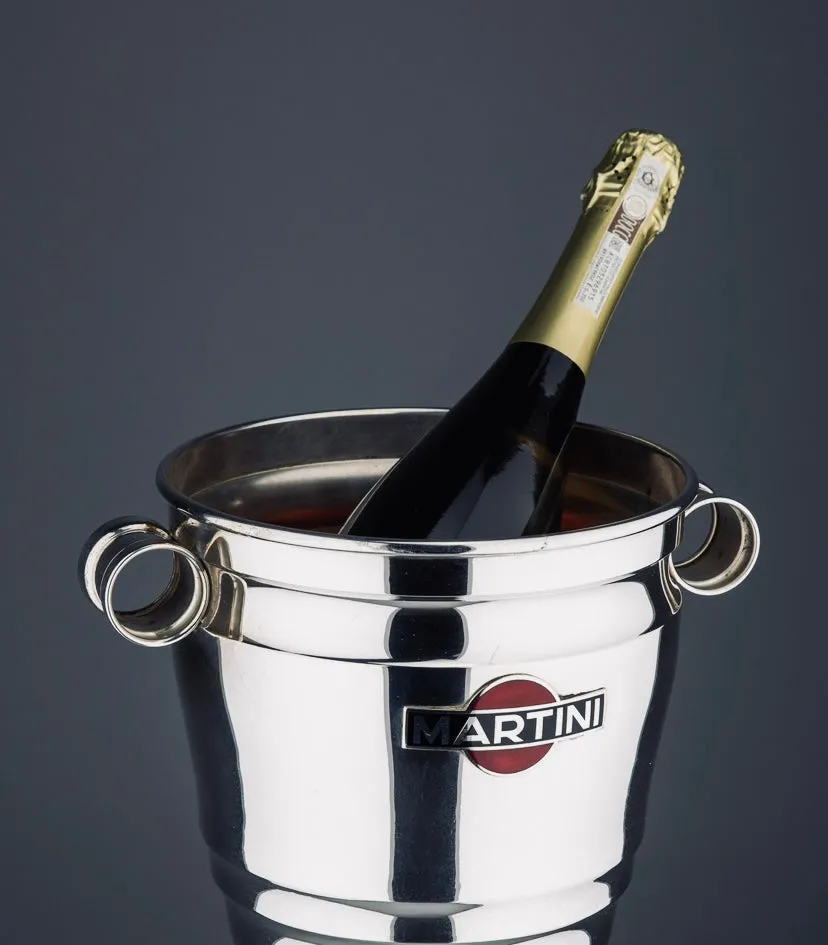 Martini 1960's Silver Plated and Enamel Champagne Cooler