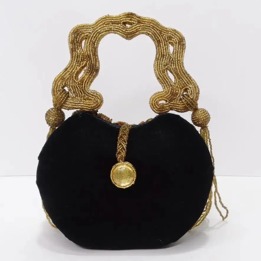 Mary Frances Gold Bead Embellished Novelty Minaudiere
