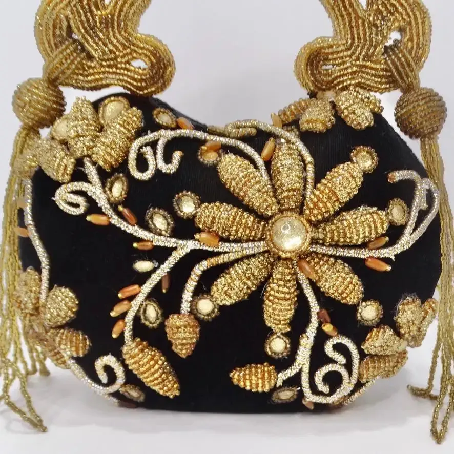 Mary Frances Gold Bead Embellished Novelty Minaudiere