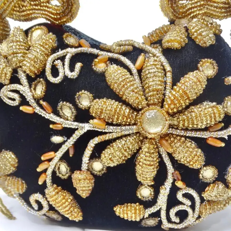 Mary Frances Gold Bead Embellished Novelty Minaudiere