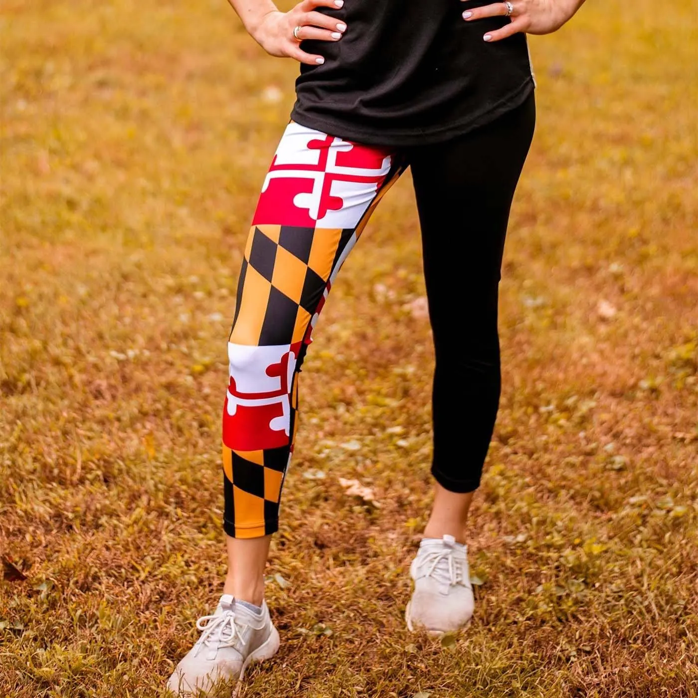 Maryland Flag Half Side (Black) / Workout Capris