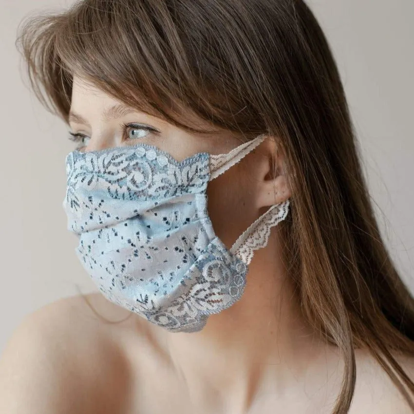 Mask | Flowery Field | Steel Blue | 2-Layers | One Size