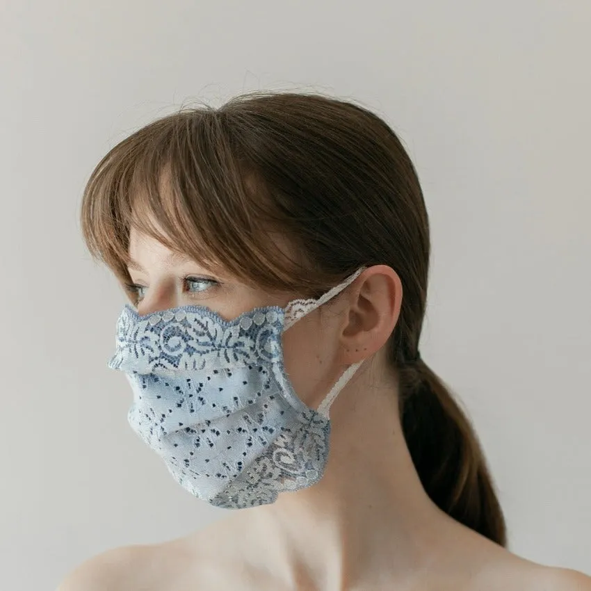 Mask | Flowery Field | Steel Blue | 2-Layers | One Size