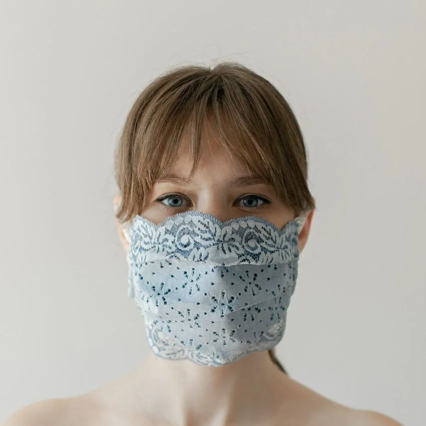 Mask | Flowery Field | Steel Blue | 2-Layers | One Size