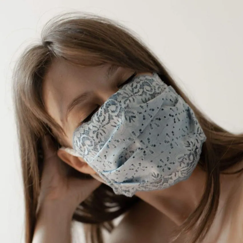 Mask | Flowery Field | Steel Blue | 2-Layers | One Size