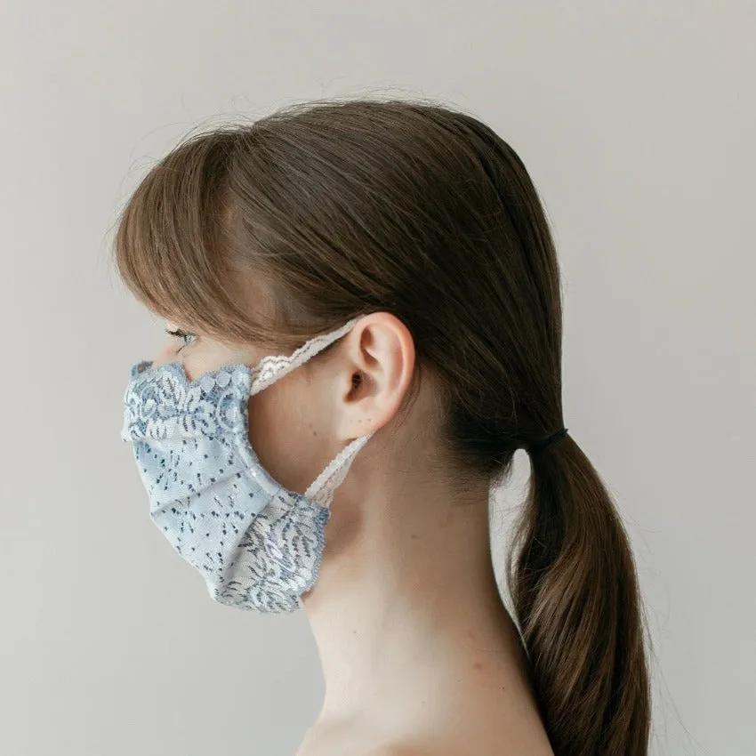 Mask | Flowery Field | Steel Blue | 2-Layers | One Size