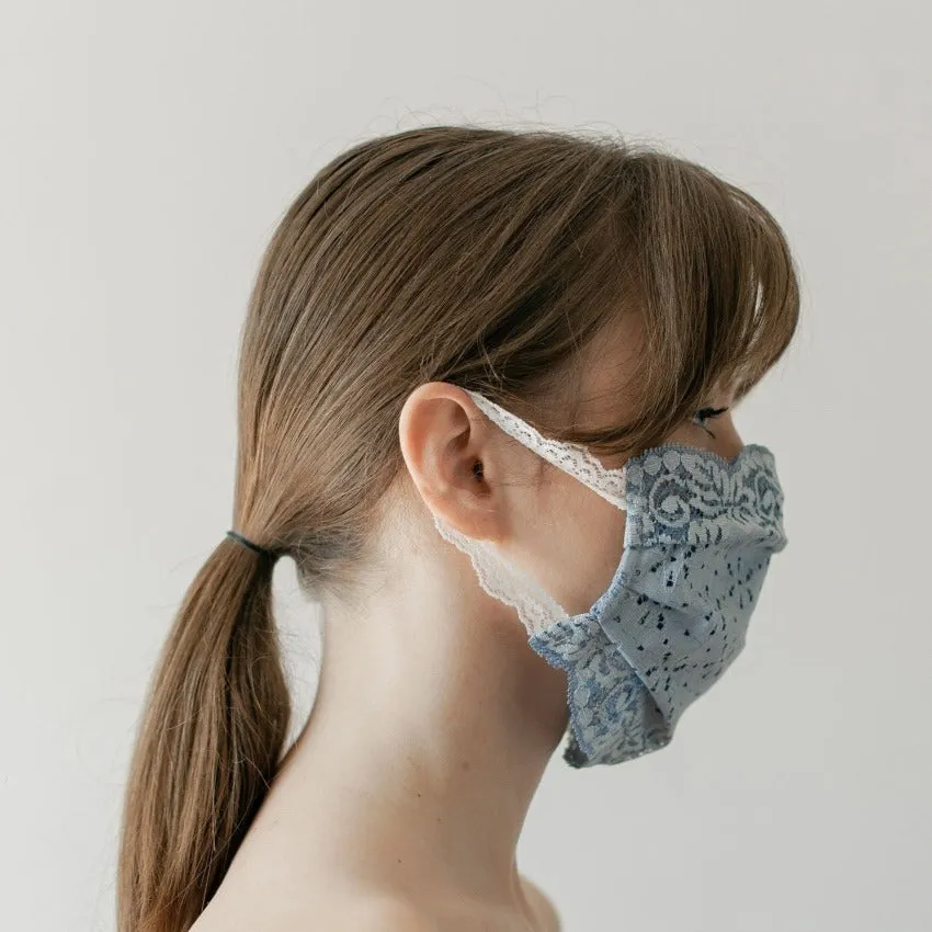 Mask | Flowery Field | Steel Blue | 2-Layers | One Size