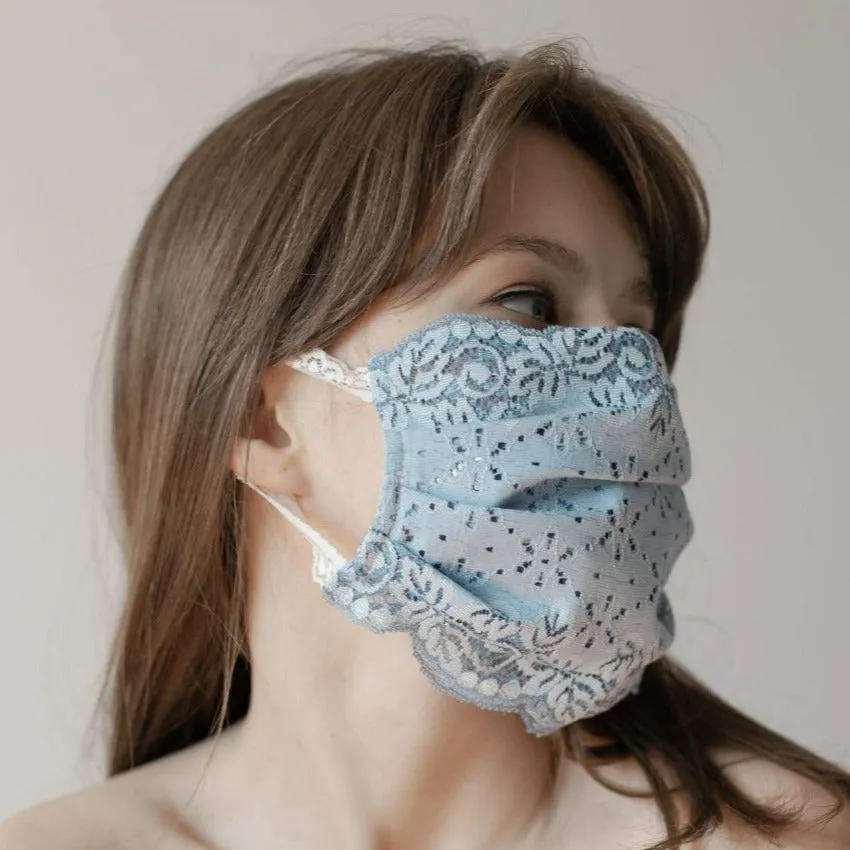 Mask | Flowery Field | Steel Blue | 2-Layers | One Size