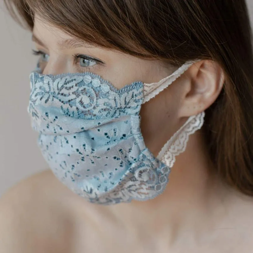 Mask | Flowery Field | Steel Blue | 2-Layers | One Size