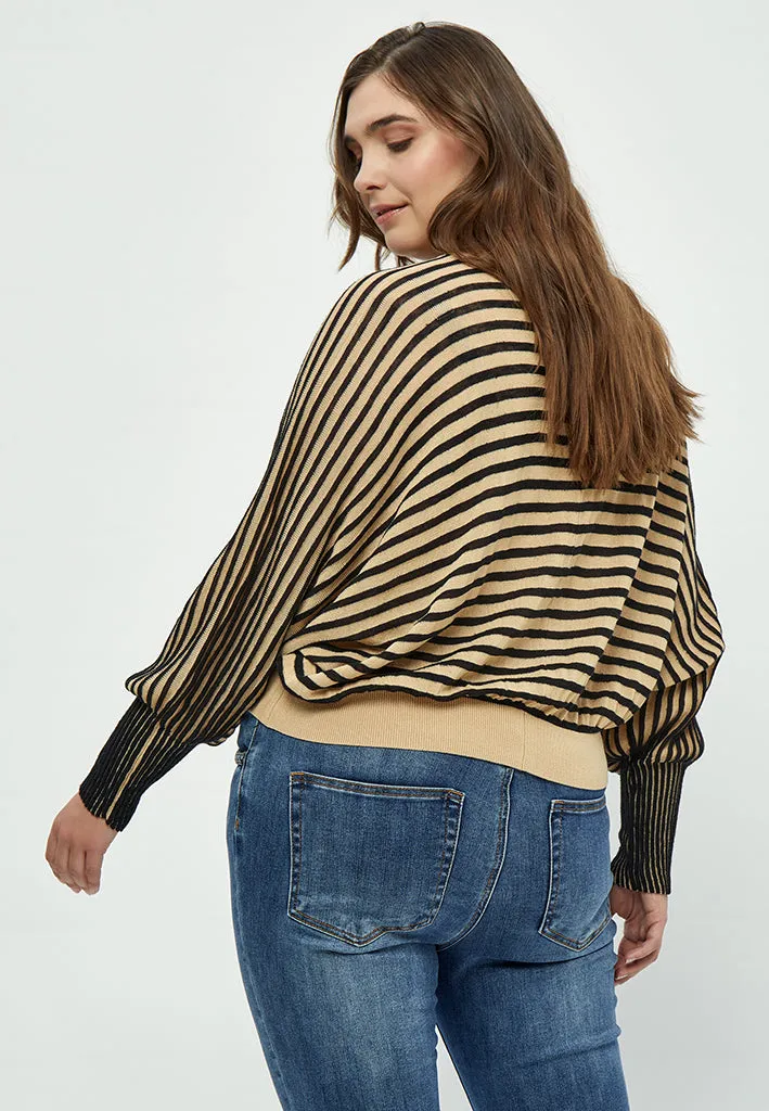 Mathilda Baloon Sleeve Pullover Curve - Black Stripe
