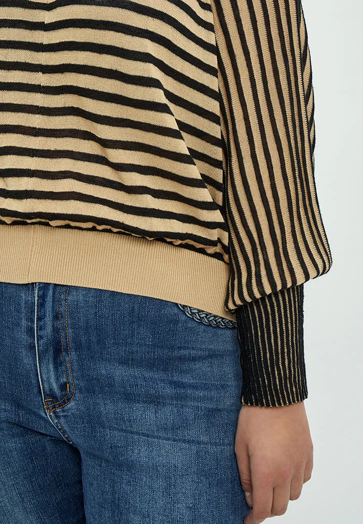 Mathilda Baloon Sleeve Pullover Curve - Black Stripe
