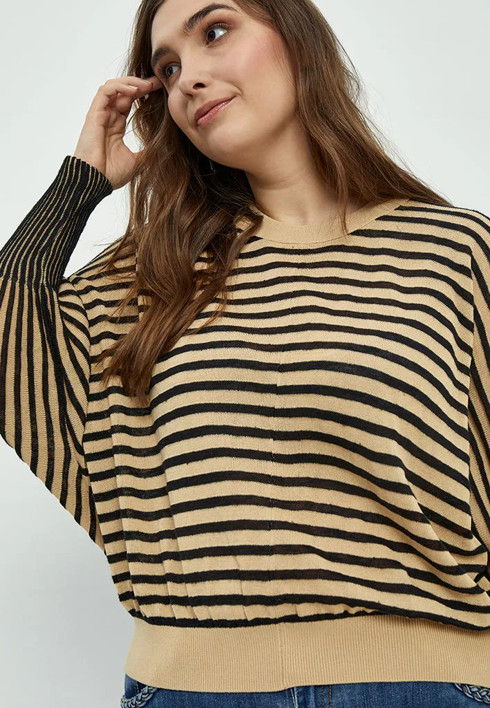 Mathilda Baloon Sleeve Pullover Curve - Black Stripe