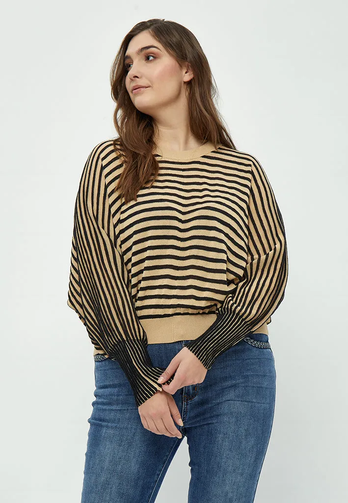 Mathilda Baloon Sleeve Pullover Curve - Black Stripe
