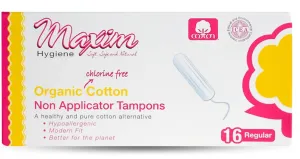 MAXIM - Organic Non Applicator Tampon Regular - 16 Pieces