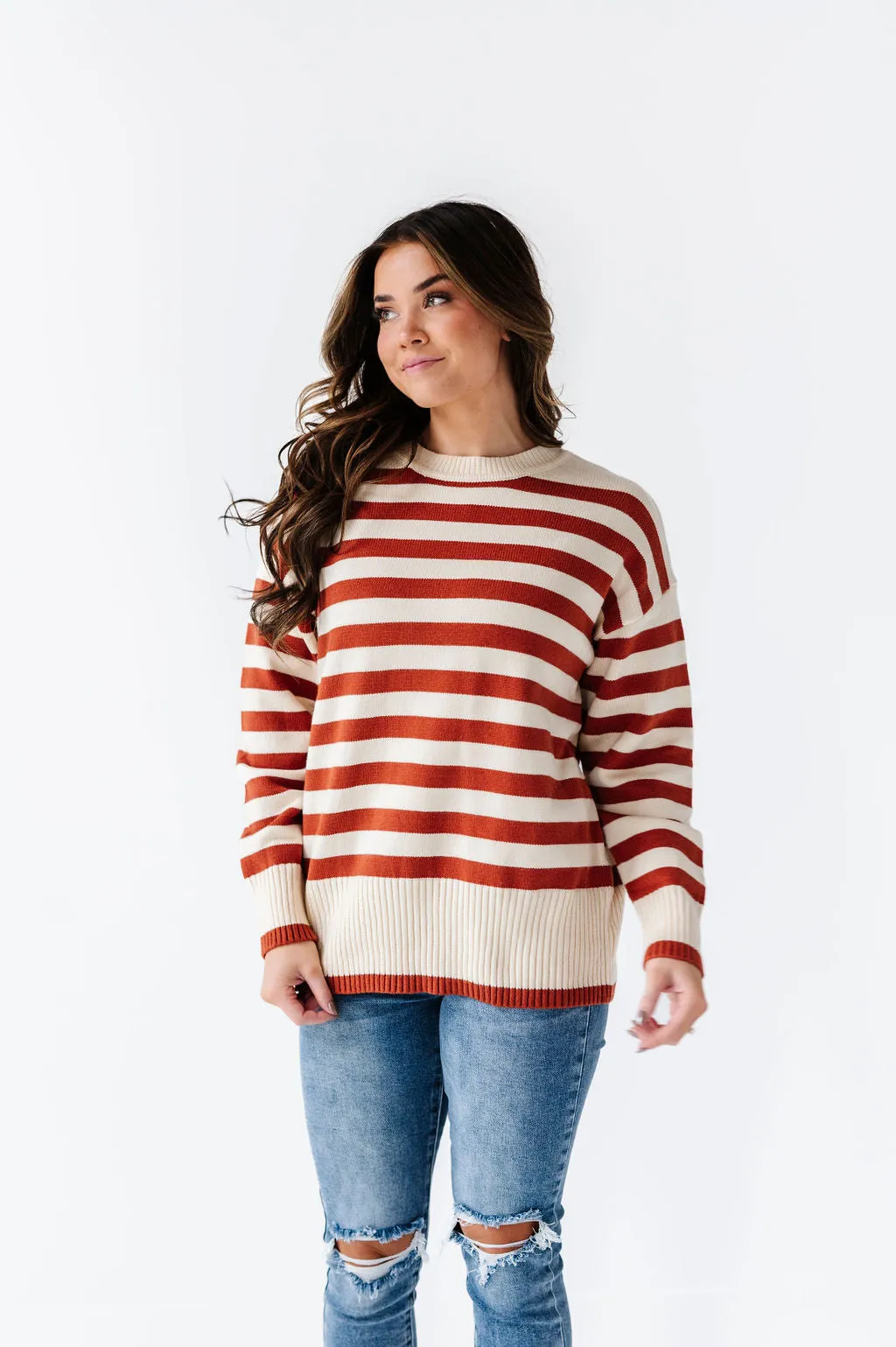 McCall Stripe Sweater in Clay