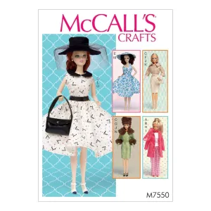 McCall's Pattern M7550 Retro-Style Clothes and Accessories for 11.5" Doll