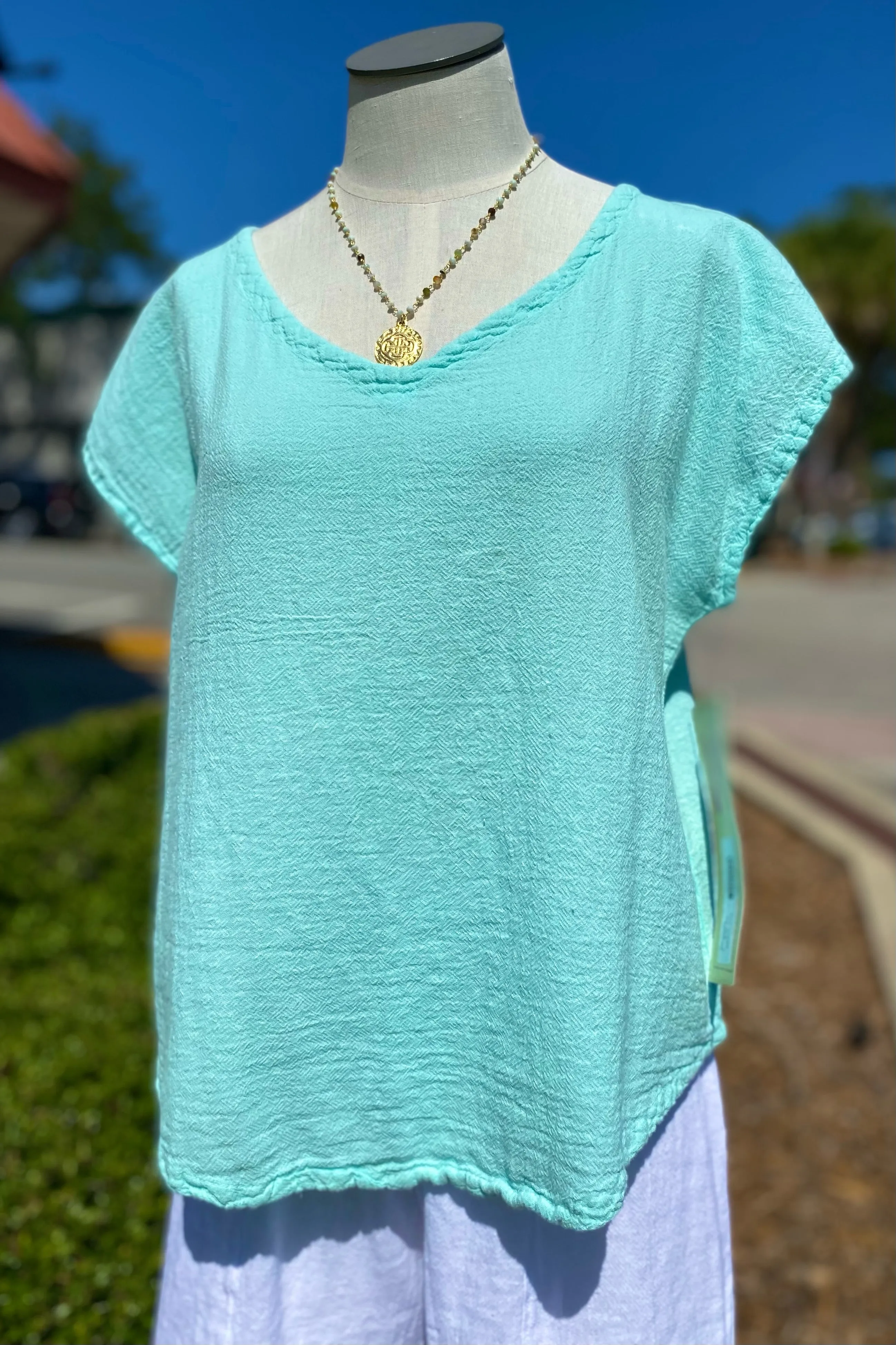 Meagan Short Sleeve Top 100% Cotton Gauze