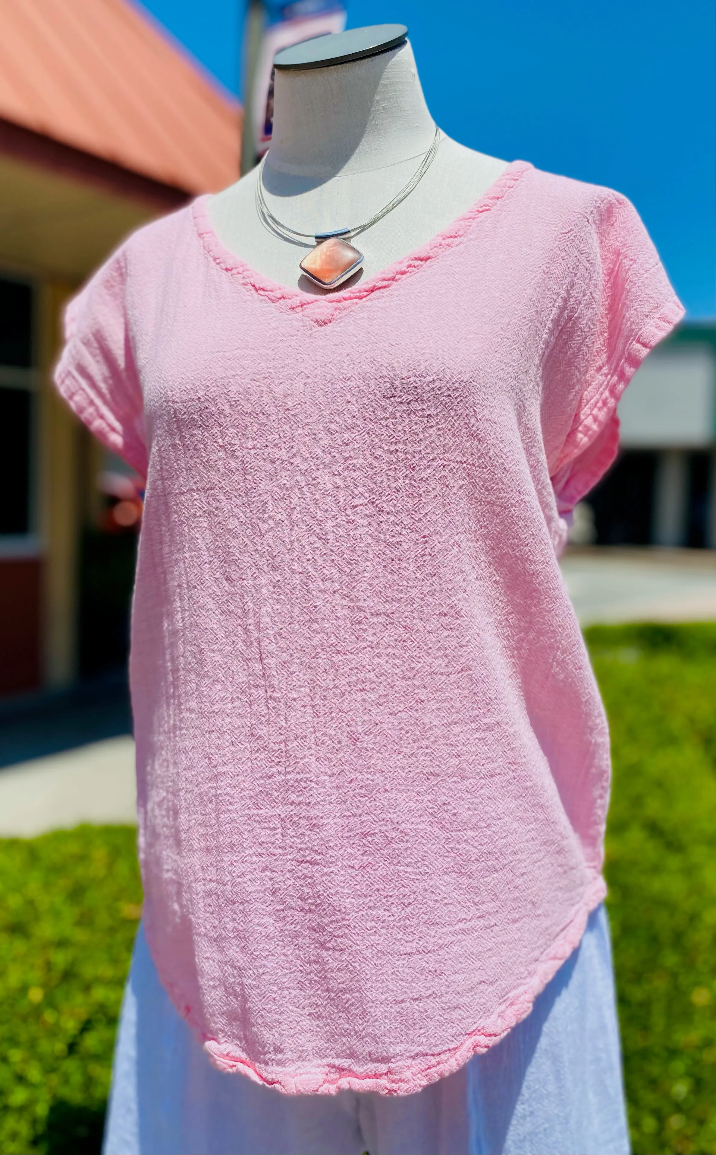 Meagan Short Sleeve Top 100% Cotton Gauze