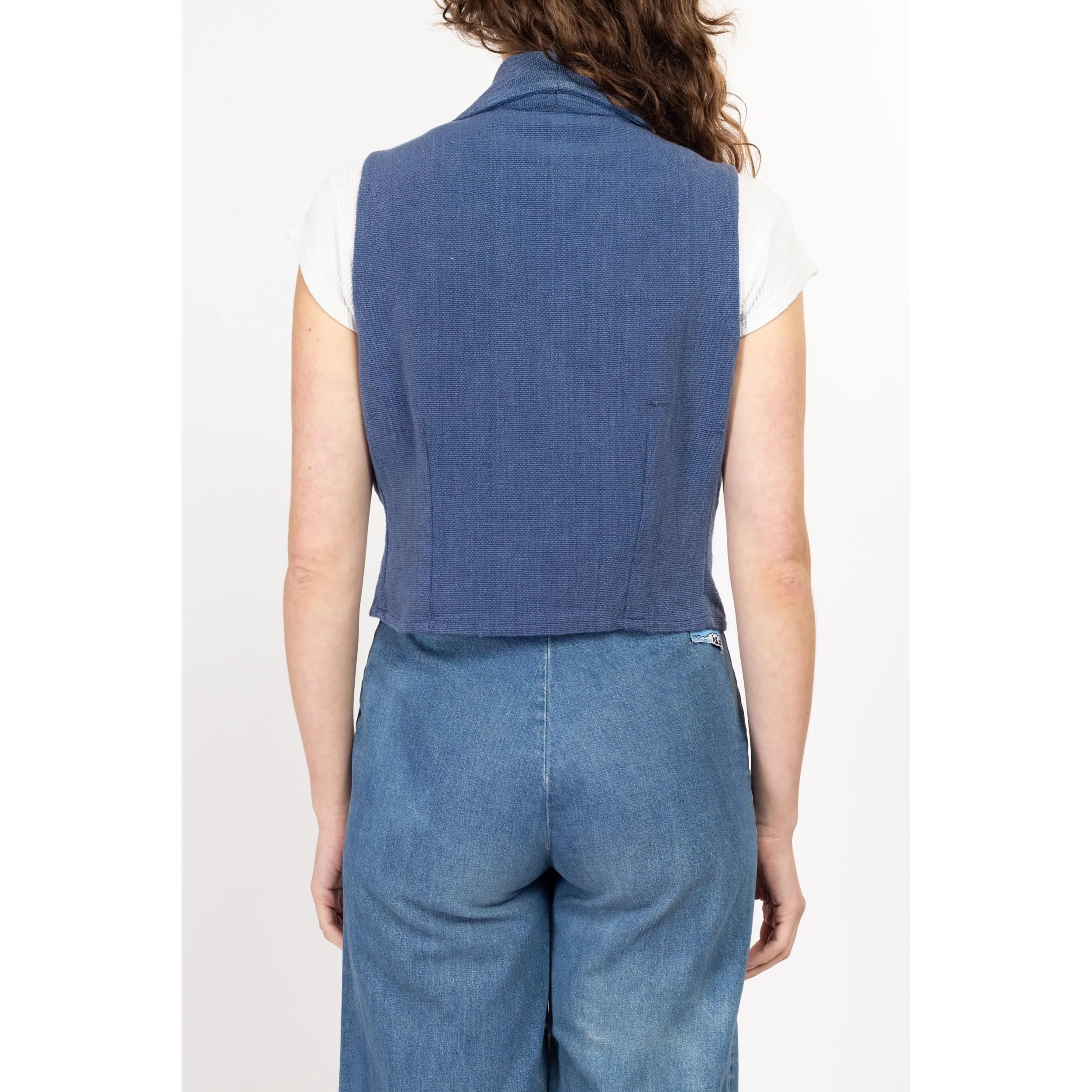 Med-Lrg 90s Southwestern Slate Blue Woven Vest