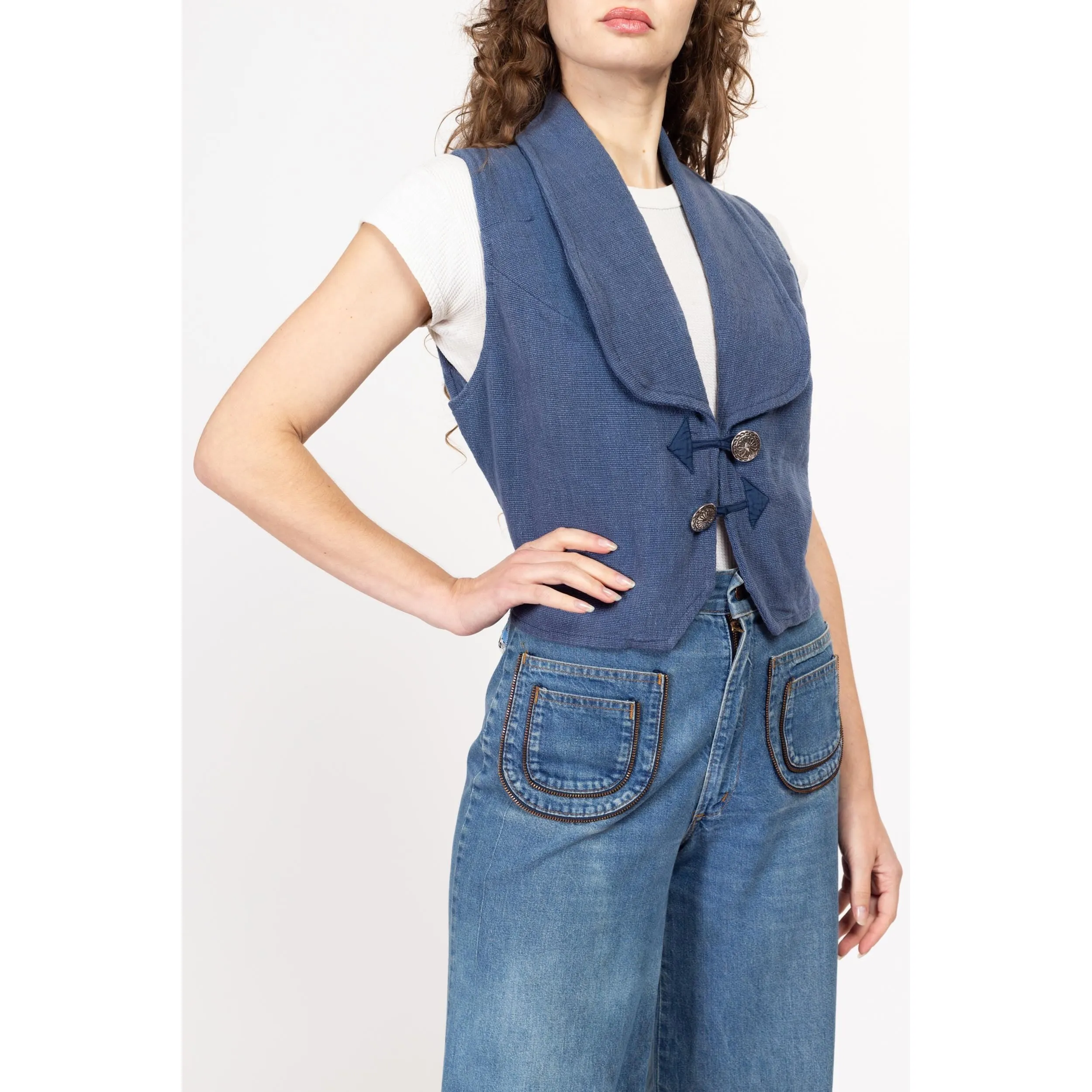 Med-Lrg 90s Southwestern Slate Blue Woven Vest