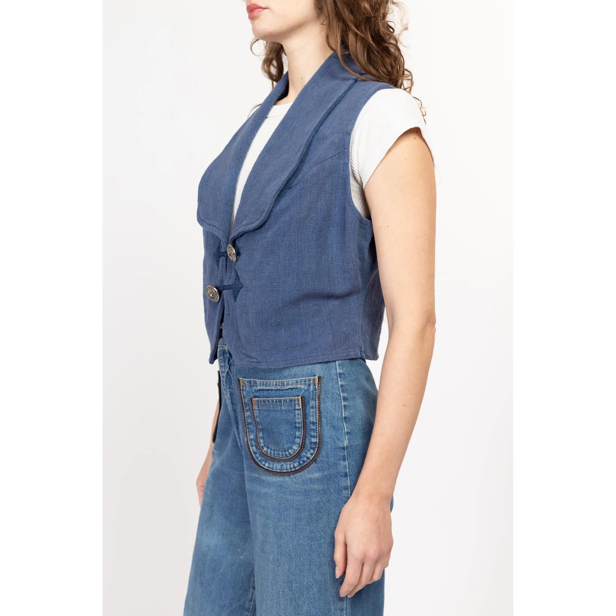 Med-Lrg 90s Southwestern Slate Blue Woven Vest