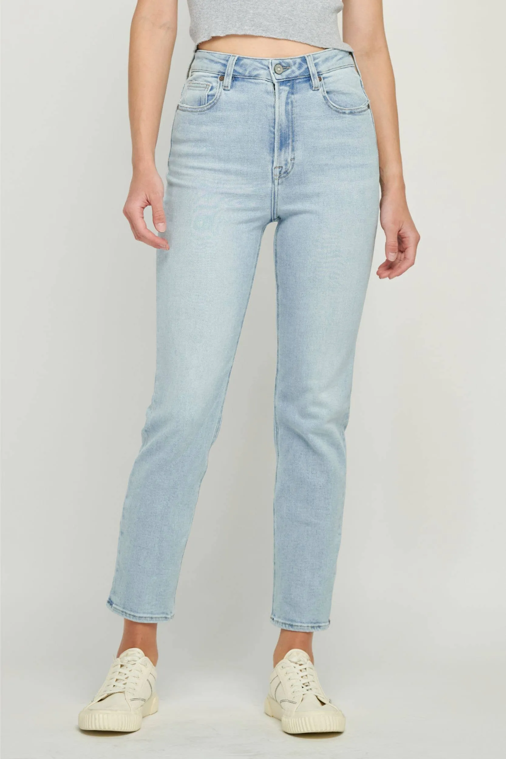 Medium Light Clean Classic Stretch Mom Jean