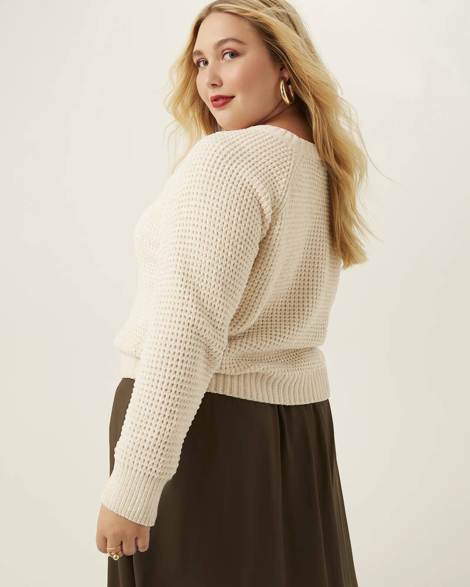 Megan Chenille Sweater | White