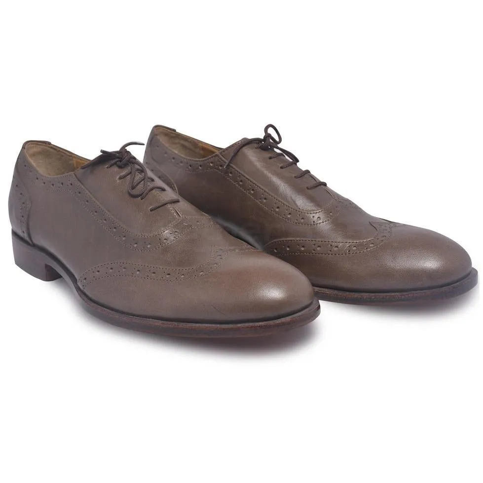 Men Brown Brogue Oxford Genuine Leather Shoes