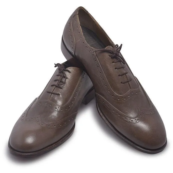 Men Brown Brogue Oxford Genuine Leather Shoes