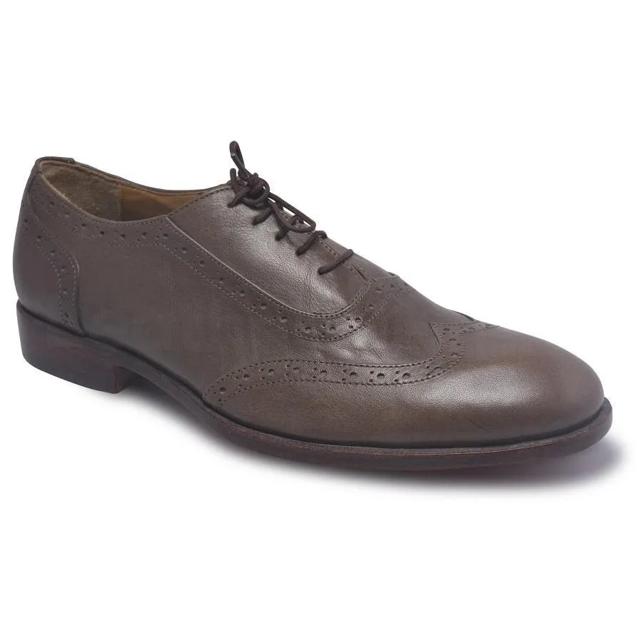 Men Brown Brogue Oxford Genuine Leather Shoes