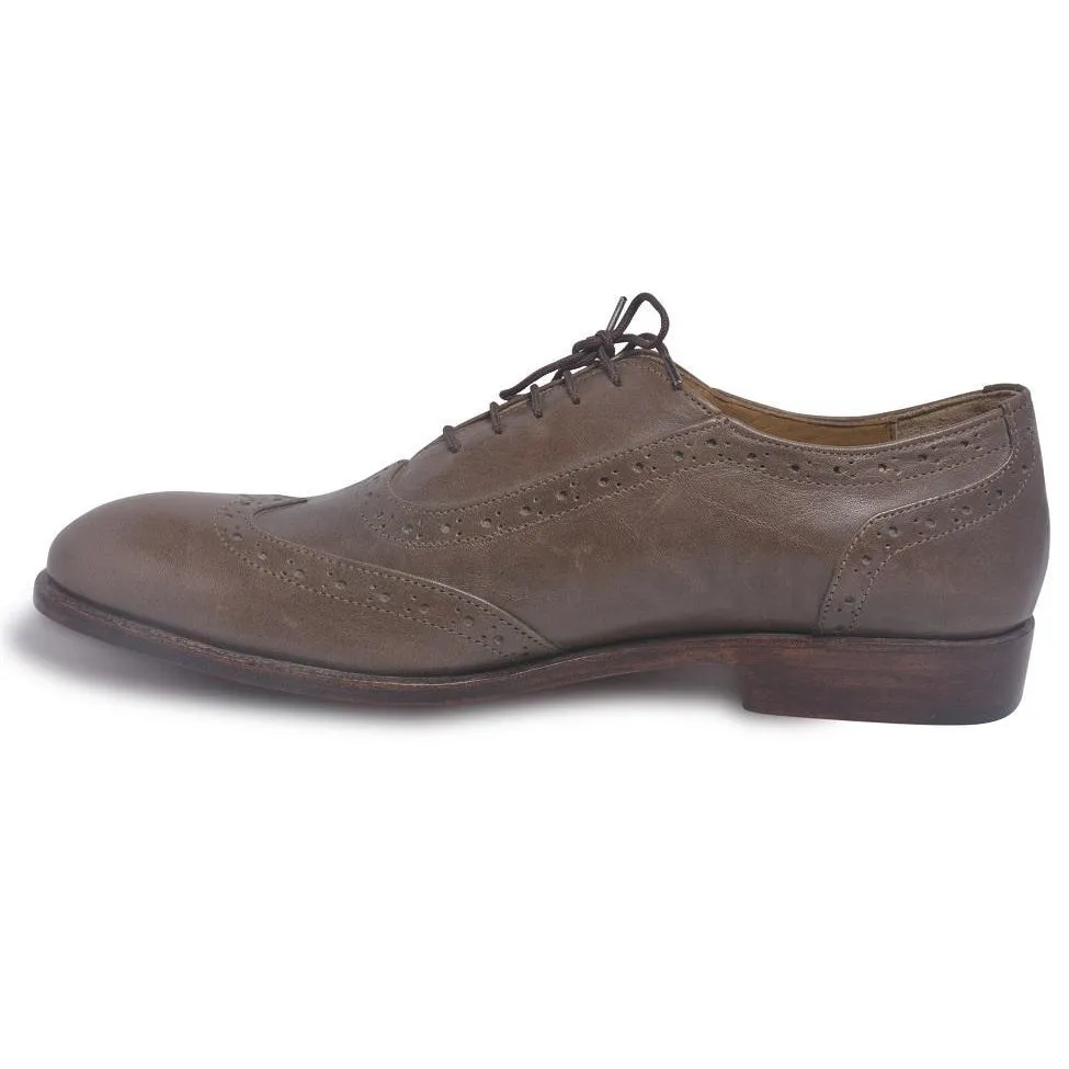 Men Brown Brogue Oxford Genuine Leather Shoes