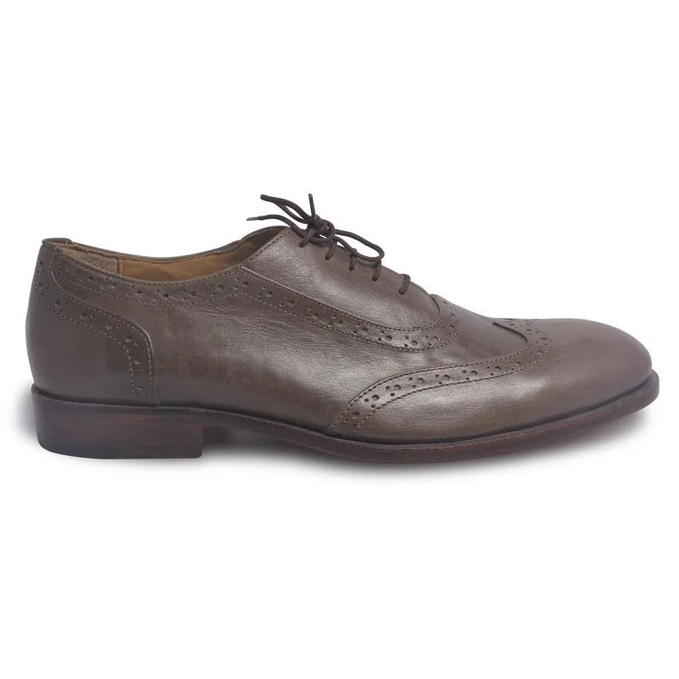 Men Brown Brogue Oxford Genuine Leather Shoes