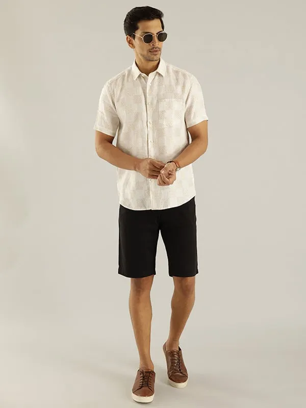 Men Printed Half Sleeve Linen Shirt