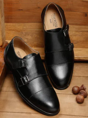 Men Solid Genuine Leather Formal Monks