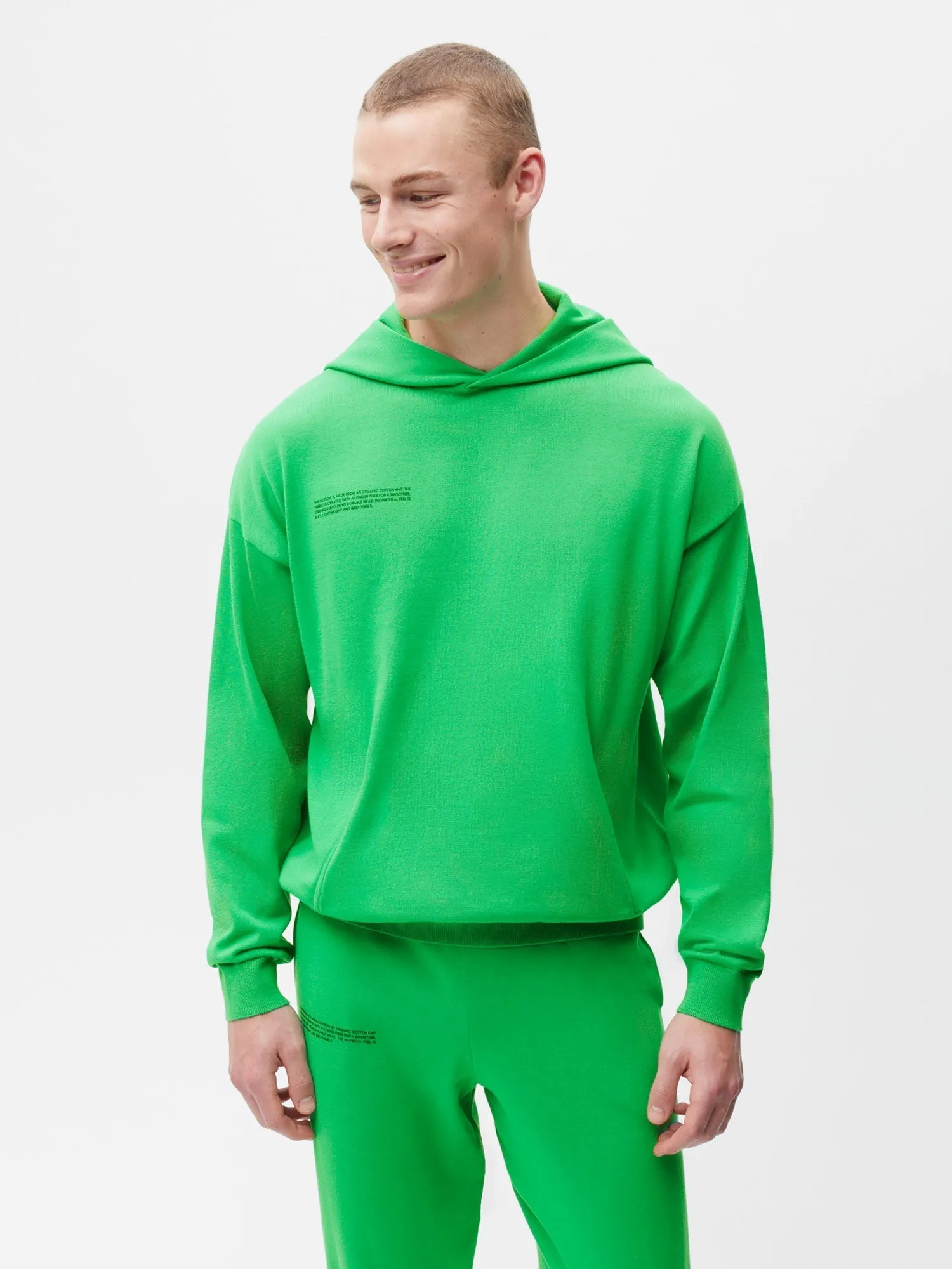 Mens Archive Organic Cotton Knit Hoodie—jade green