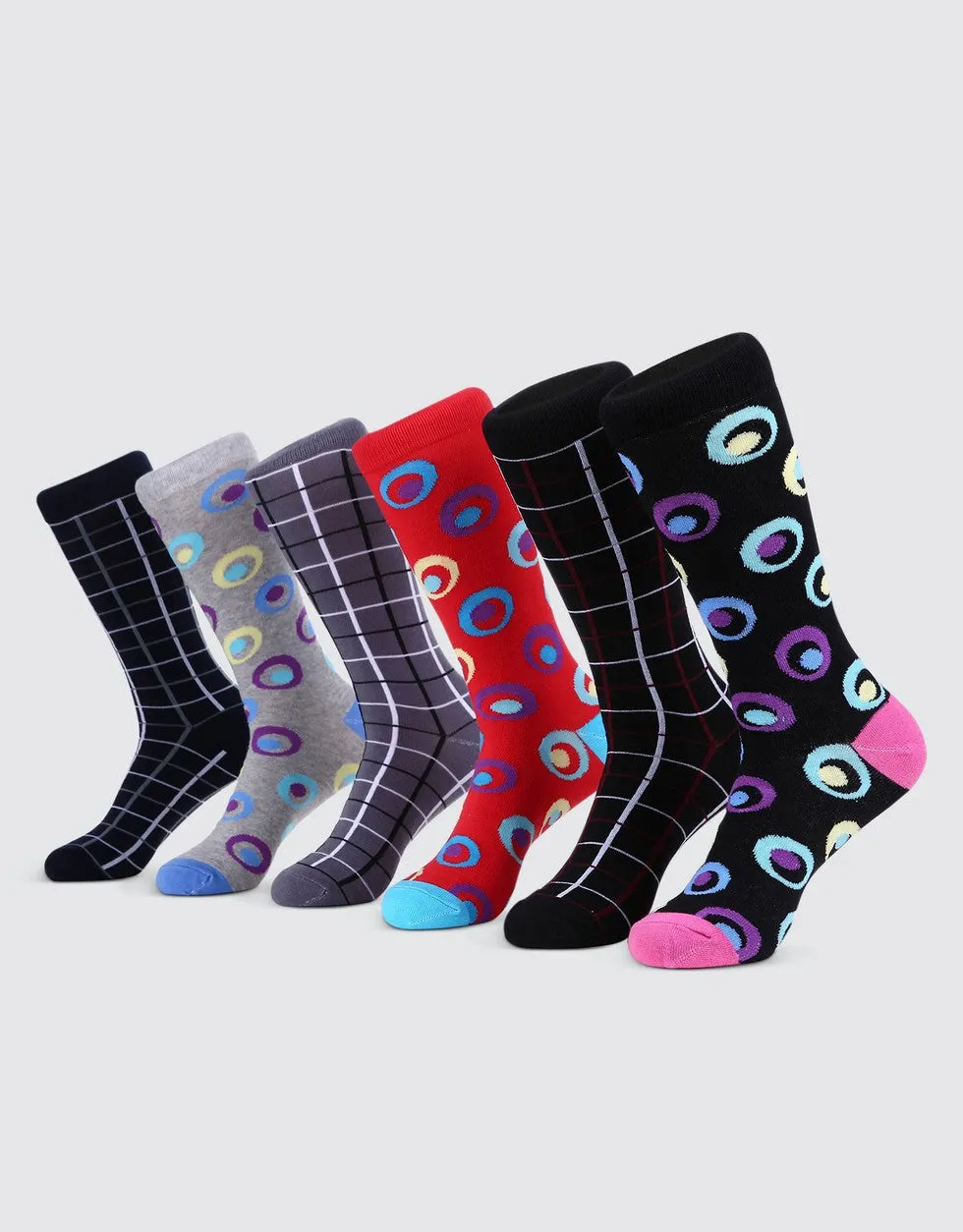 Men's Bold Designer Dress Socks 6 Pack