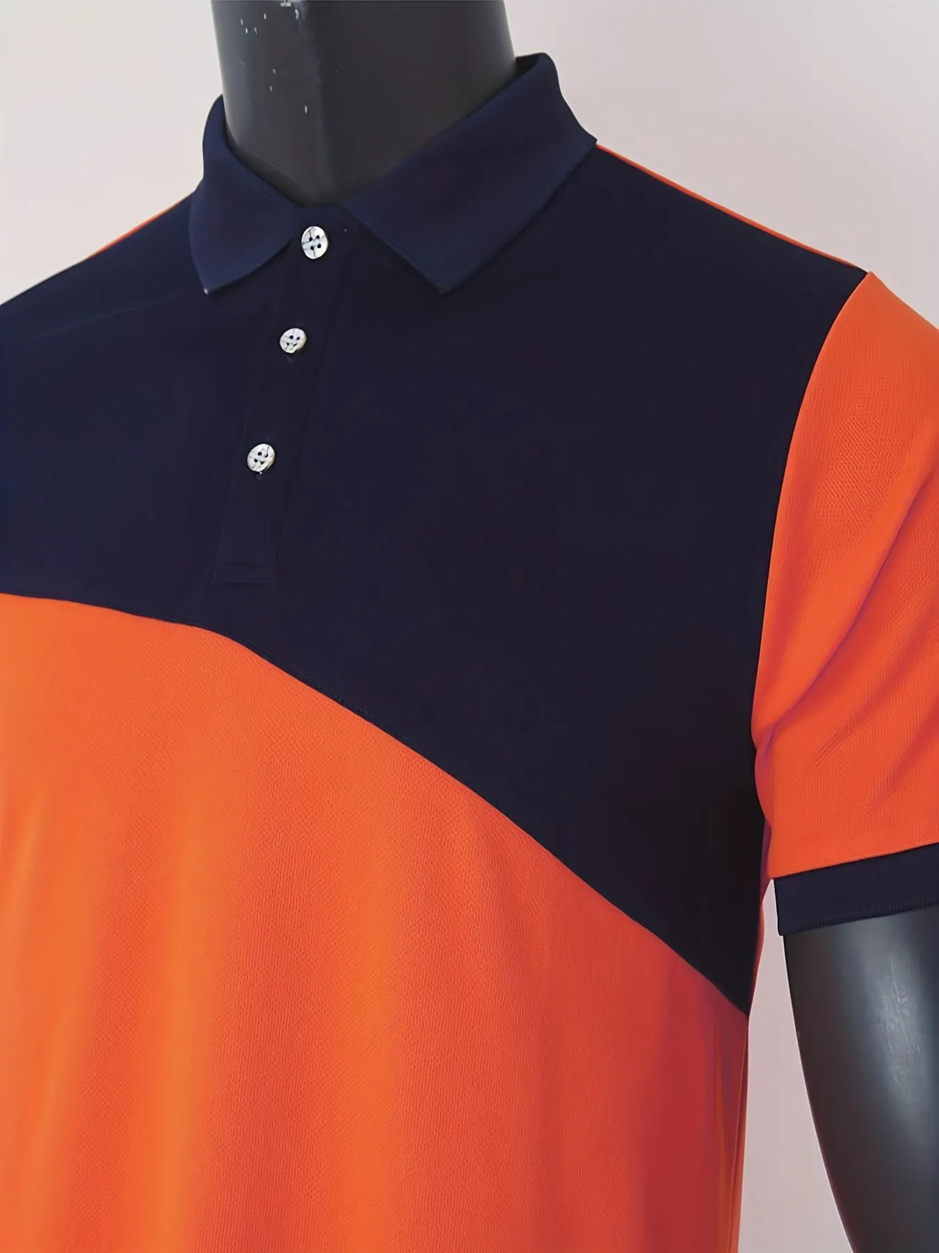 Men's Color Block   Shirt, Casual Slightly Stretch Breathable Lapel Button Up Short Sleeve