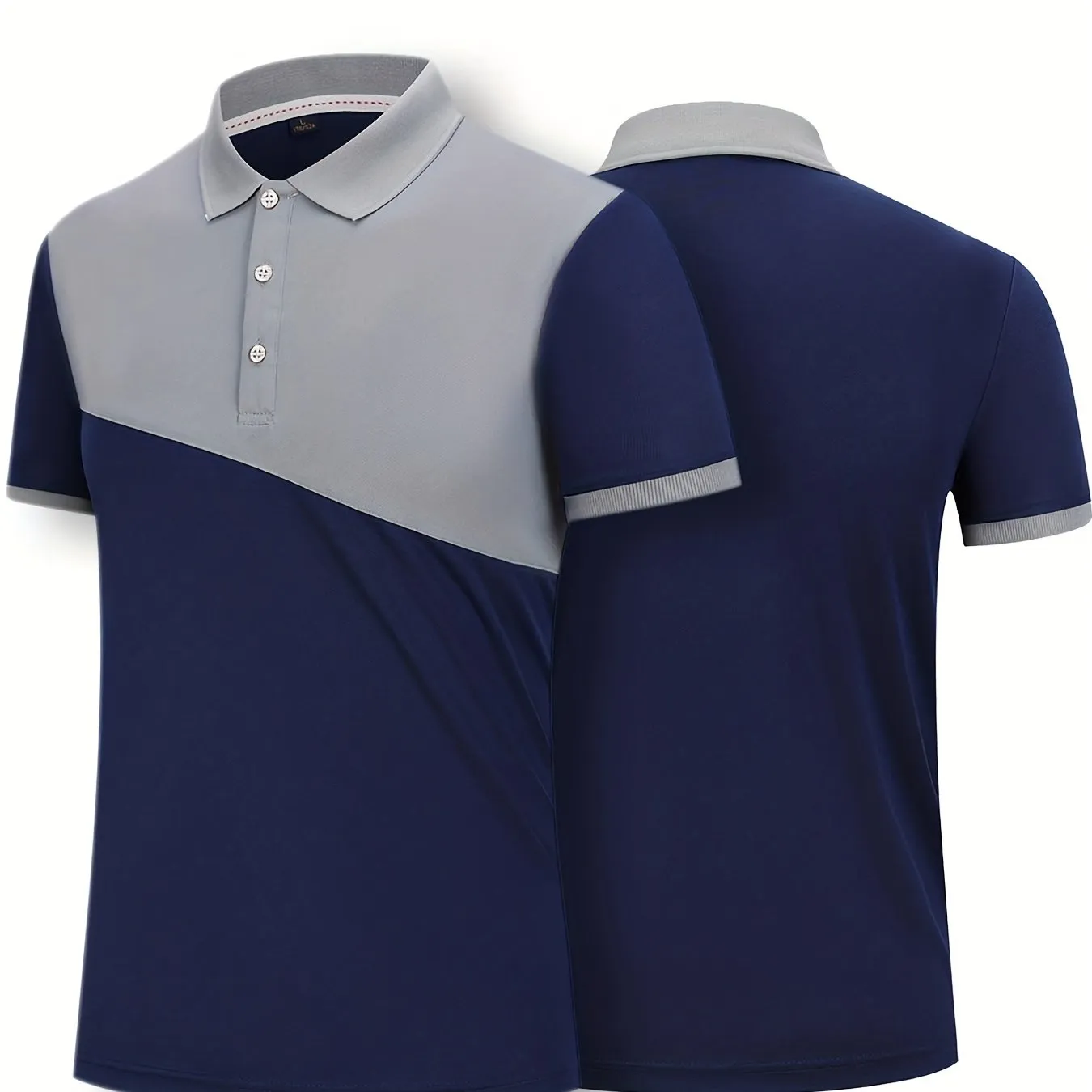 Men's Color Block   Shirt, Casual Slightly Stretch Breathable Lapel Button Up Short Sleeve