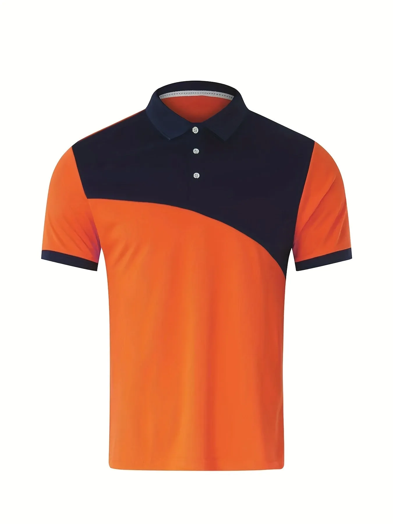 Men's Color Block   Shirt, Casual Slightly Stretch Breathable Lapel Button Up Short Sleeve