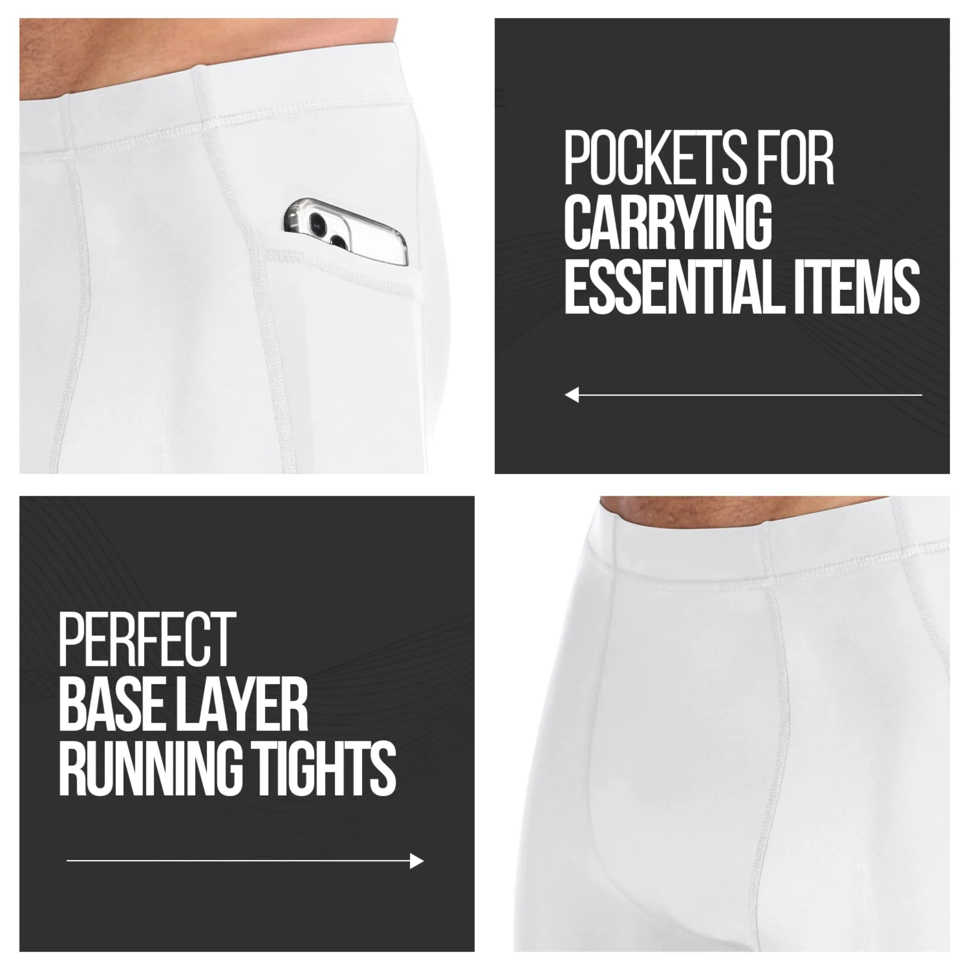 Men's Compression Pants W/ Pockets - White