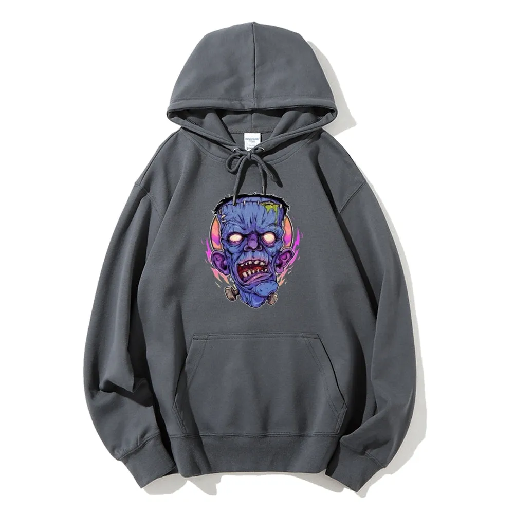 Mens Halloween Zombie Heads Graphic Hoodies