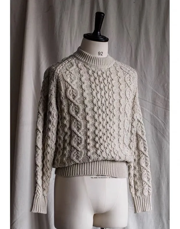Men's Knitted Lattice Cable Aran Pullover