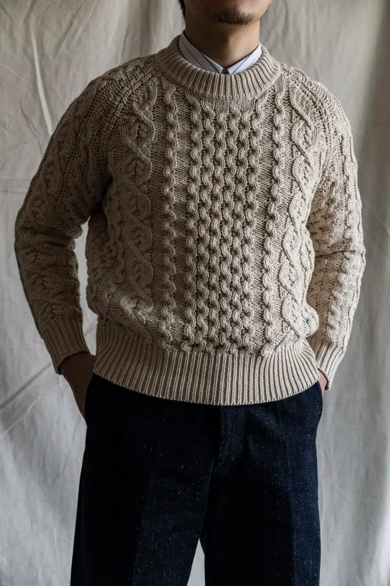 Men's Knitted Lattice Cable Aran Pullover