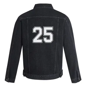 Mens Lucky Number 25 Graphic Button Up Denim Jacket