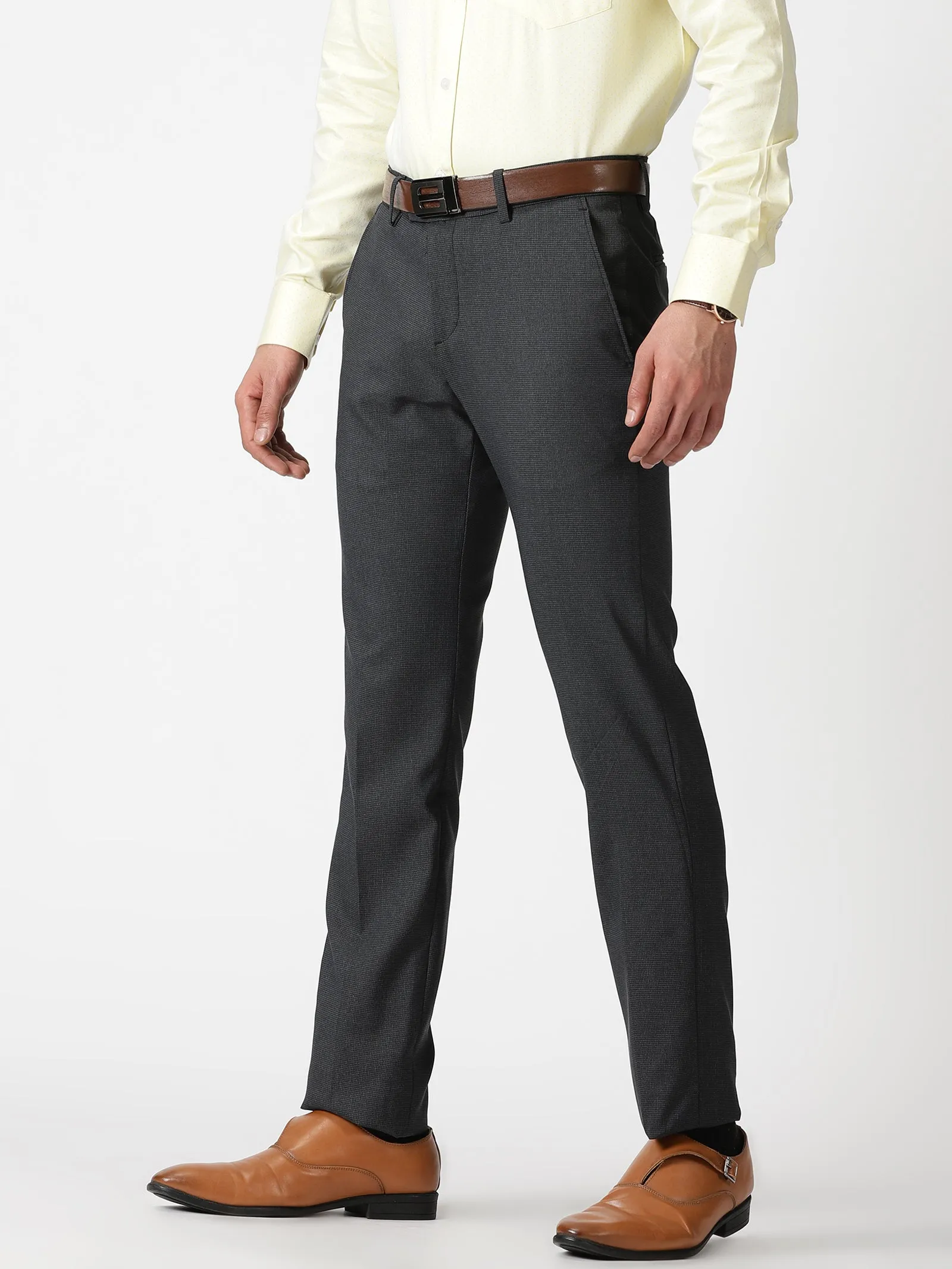 MEN'S NAVY SOLID TAPERED FIT TROUSER