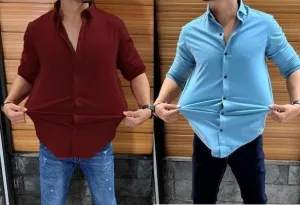 Men's Slim Fit Casual Shirt Combo of 2